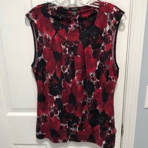 Alfani burgundy abstract floral blouse size L